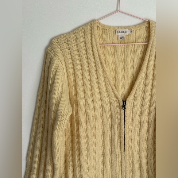 J. CREW wool sweater half zip with pockets in butter yellow - Picture 2 of 6